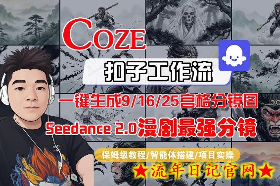 Coze智能体工作流一键生成AI漫剧最强分镜，9/16/25宫格分镜图，人物场景一致性保持，全流程保姆级教学