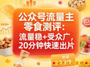 公众号流量主之零食测评赛道，流量稳+受众广，20分钟一条作品-流年日记