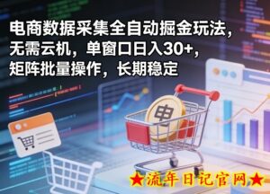 独家电商数据采集全自动掘金玩法，无需云机，单窗口日入30+，矩阵批量操作，长期稳定【揭秘】-流年日记