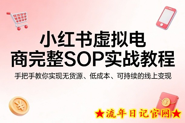 小红书虚拟电商完整SOP实战教程，手把手教你，实现无货源、低成本、可持续的线上变现