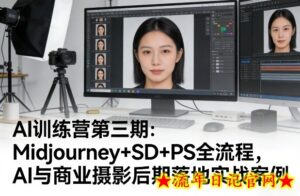 AI训练营第三期：Midjourney+SD+PS全流程，AI与商业摄影后期落地实战案例-流年日记