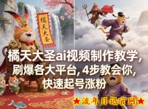 橘天大圣ai视频制作教学，刷爆各大平台，4步教会你，快速起号涨粉-流年日记