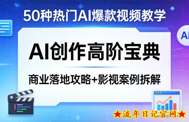 50种热门AI爆款视频教学，AI创作高阶宝典，商业落地攻略+影视案例拆解