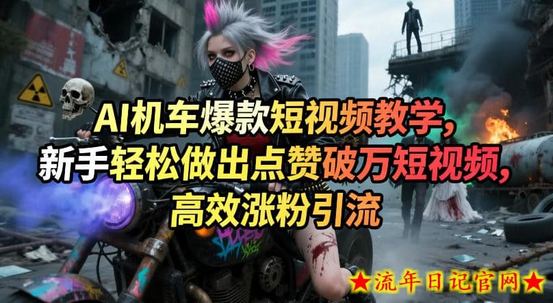 AI机车爆款短视频教学，新手轻松做出点赞破万短视频，高效涨粉引流