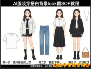 AI服装穿搭白背景look图SOP教程，不用会画画，提几句具体要求，AI就能还你一个奇迹-流年日记