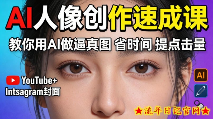 YouTube+Instagram封面没人点？AI人像创作速成课，教你用AI做逼真图，省时间还能提点击量！