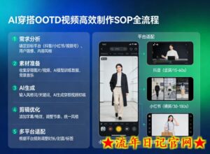 AI穿搭OOTD视频高效制作SOP全流程，适配抖音小红书视频号全平台-流年日记