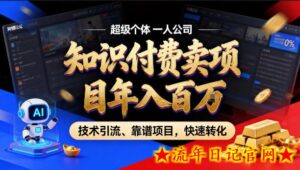 2026年卖项目年入百个W，AI智能体个人IP-精准引流-稳定项目-转化成交【揭秘】-流年日记