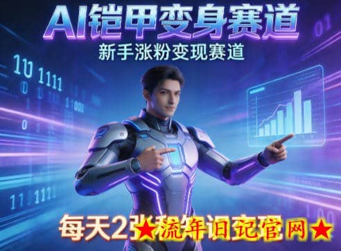 AI铠甲变身，新手涨粉变现赛道，知识付费每天2张，副业必备