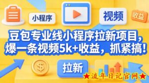 豆包专业线小程序拉新项目，爆一条视频就是5k+收益，抓紧搞这个-流年日记