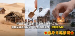 抖音掘金新玩法，14条作品涨粉4.7W，流量巨猛适合起号，小白0基础速成，保姆级拆解-流年日记
