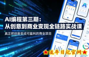 AI编程第三期，从创意到商业变现的全链路实战课，真正把创意变成可盈利的商业项目-流年日记