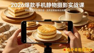 2026爆款手机静物摄影实战课,手机也能拍出商拍感,学会拍出高质感美食商品-流年日记