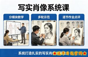 写实肖像系统课，全程分模块教学+多轮示范+逐节作业点评，系统打造扎实的写实肖像绘画能力-流年日记