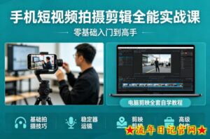 手机短视频拍摄剪辑全能实战课:零基础入门到高手,稳定器运镜+电脑剪映全套自学教程-流年日记