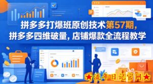 拼多多打爆班原创技术第57期，拼多多四维破量，店铺爆款全流程教学-流年日记