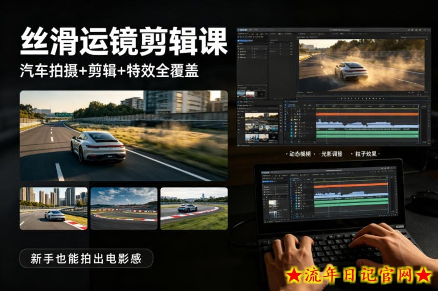 大叔丝滑运镜剪辑课，汽车拍摄+剪辑+特效全覆盖，新手也能拍出电影感