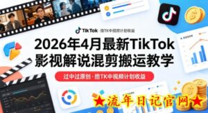 26年4月最新TikTok影视解说混剪搬运教学，过中过原创，撸TK中视频计划收益-流年日记