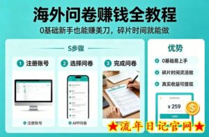 海外问卷賺钱全教程,0基础新手也能賺美刀,碎片时间就能做-流年日记
