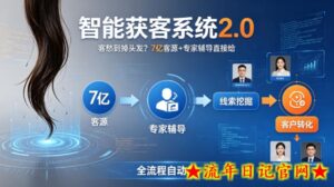 客愁到掉头发?智能获客系统2.0,7亿客源+专家辅导直接给,实现从线索挖掘到客户转化的全流程自动化-流年日记