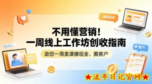 不用懂营销！一周线上工作坊创收指南，助您一周卖课賺现金、圈客户-流年日记