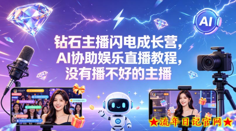 钻石主播闪电成长营，Al协助娱乐直播教程，没有播不好的主播