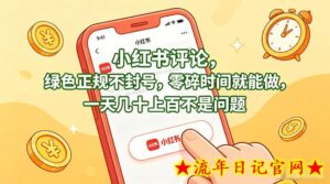 小红书评论,绿色正规不封号,零碎时间就能做,一天几十上百不是问题【揭秘】-流年日记