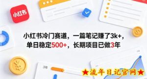 小红书冷门赛道,一篇笔记賺了3k+,单日稳定500+,长期项目已做3年【揭秘】-流年日记