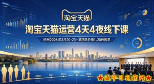 淘宝天猫运营4天4夜杭州2026年3月20-23线下课,某团队价值1.28W的教学-流年日记