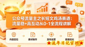 公众号流量主之长短文鸡汤赛道,流量稳+高互动,从0-1全流程讲解-流年日记