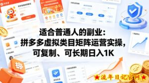 适合普通人的副业：拼多多虚拟类目矩阵运营实操，可复制、可长期日入1K【揭秘】-流年日记