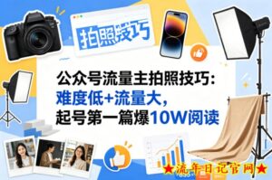 公众号流量主之拍照技巧赛道，难度低+流量大，起号第一篇就爆了10w阅读-流年日记