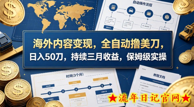 海外内容变现，全自动撸美刀，日入50刀，持续三月收益，保姆级实操【揭秘】