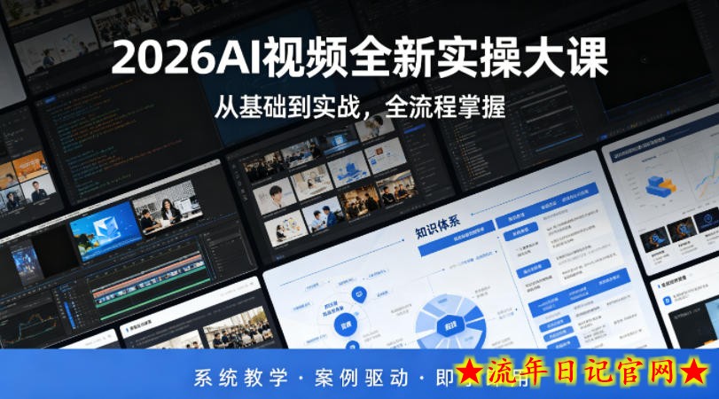 2026AI视频全新实操大课，从基础到实战，全流程掌握，系统教学·案例驱动·即学即用