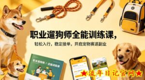 职业遛狗师全能训练课，轻松入行，稳定接单，开启宠物赛道副业-流年日记