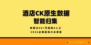 酒店CK原生数据智能归集，单窗口60+可矩阵0人工，2026必做蓝海小众项目【揭秘】-流年日记
