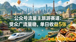 公众号流量主之旅游赛道，受众广+流量稳，平均单日收益5张+-流年日记