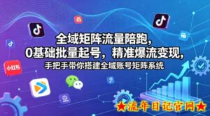全域矩阵流量陪跑，0基础批量起号，精准爆流变现，手把手带你搭建全域账号矩阵系统-流年日记