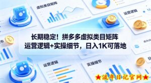 长期稳定！拼多多虚拟类目矩阵运营逻辑+实操细节，日入1K可落地【揭秘】-流年日记