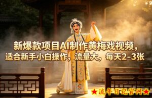 新爆款项目AI制作黄梅戏视频，适合新手小白操作，流量大，每天2-3张-流年日记