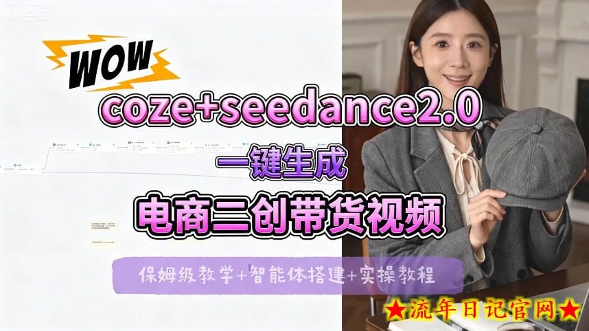 【Coze工作流搭建实操教程】seedance2.0+coze一键生成电商二创带货视频，全流程保姆级教学