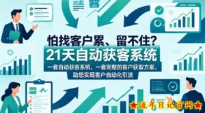 怕找客户累、留不住？21天自动获客系统，一套完整的客户获取方案，助您实现客户自动化引流【原创双语字幕】-流年日记