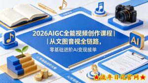 2026AIGC全能视频创作课程｜从文图音视全链路，零基础进阶AI变现接单-流年日记