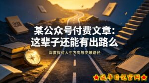 某公众号付费文章：这辈子还能有出路么-流年日记