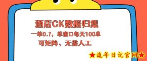 上班也能玩的酒店CK数据归集，一单0.7单窗口每天可做100单，一个人就能矩阵操作【揭秘】-流年日记
