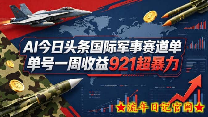 AI今日头条国际军事赛道，单号一周收益921，超暴力