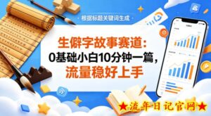 公众号流量主——生僻字故事赛道，流量稳，好上手，0基础小白也能10分钟一篇-流年日记