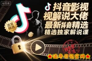 抖音影视解说大佬最新抖音进精选和独家方法，精选独家解说课（更新26年3月）-流年日记