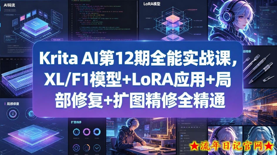Krita AI第12期全能实战课，XL/F1模型+LoRA应用+局部修复+扩图精修全精通