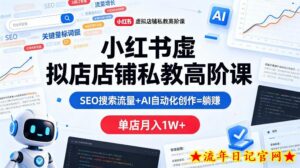 小红书虚拟店铺私教高阶课，SEO搜索流量+AI自动化创作=躺賺，单店月入1W+-流年日记